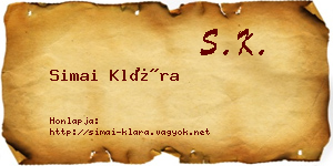 Simai Klára névjegykártya